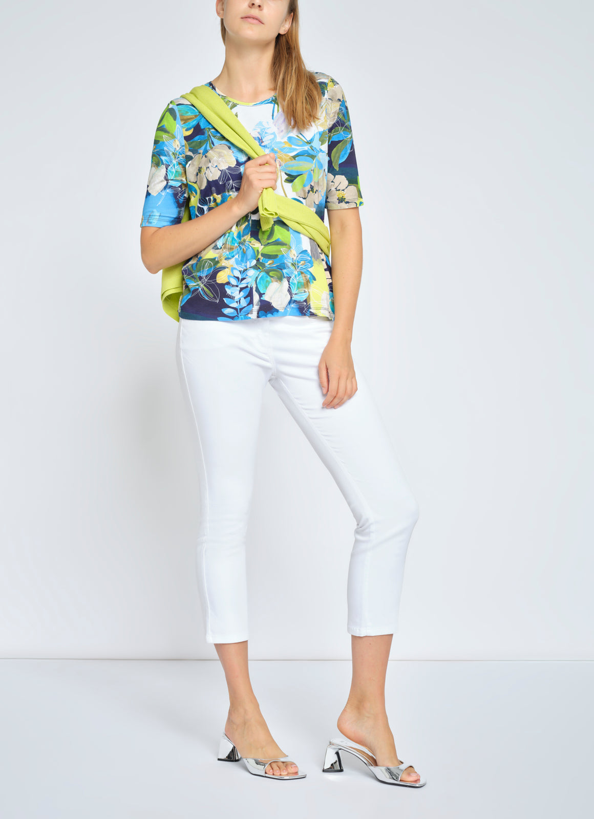 Froral Print Multicolour T-Shirt with 1/2 sleeves