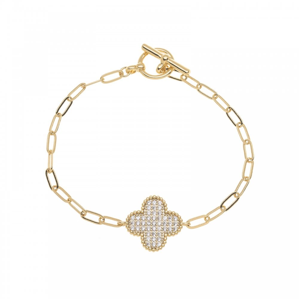 Four Leaf Clover Gold and Silver Chain Bracelet
