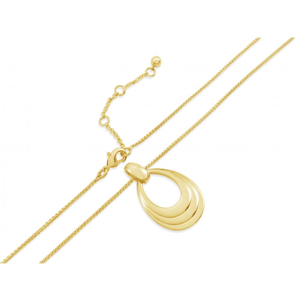 Gold Plated Chain Necklace with Round Drop Pendant