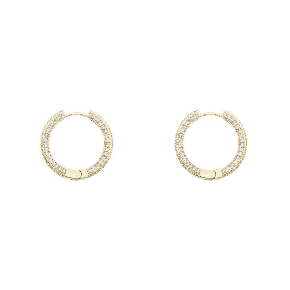 Gold Plated Hoop Earrings with Silver Detail