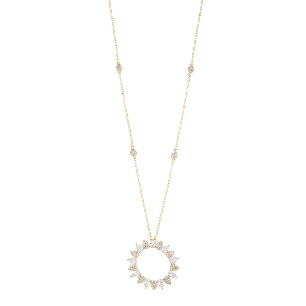 Gold Plated Chain Necklace with Large Silver Pendant Detail