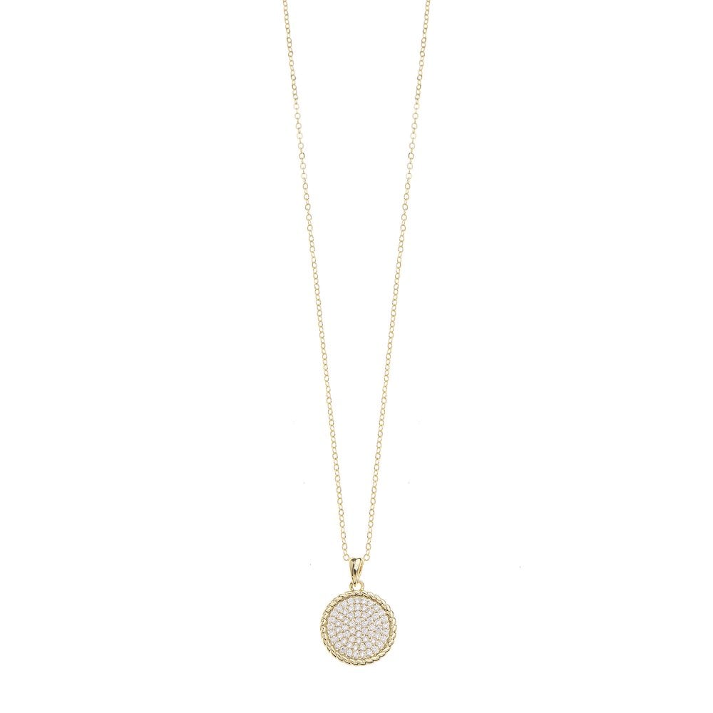 Gold Plated Chain Necklace with Round Pendant Detail