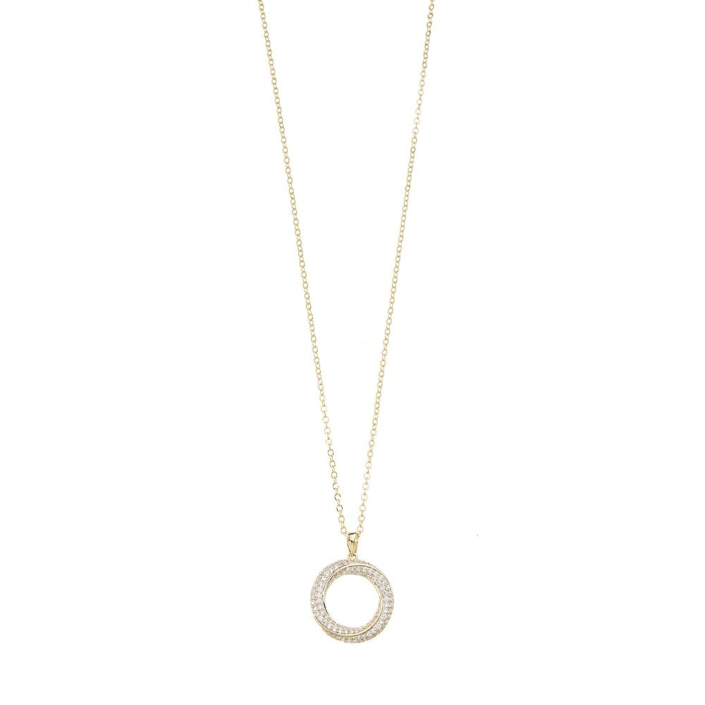 Gold Plated Chain Necklace with Round Swirl Pendant Detail