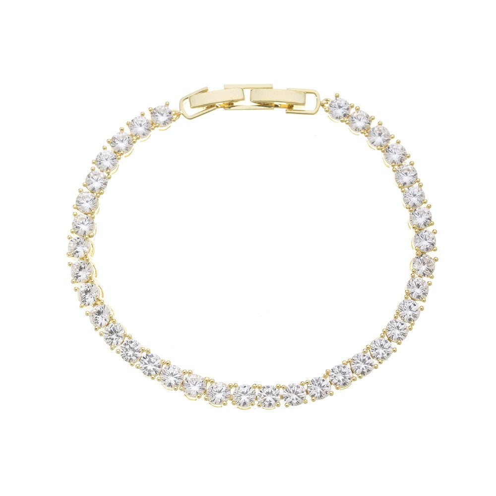 Gold Plated Tennis Bracelet with Silver Detail and Clasp