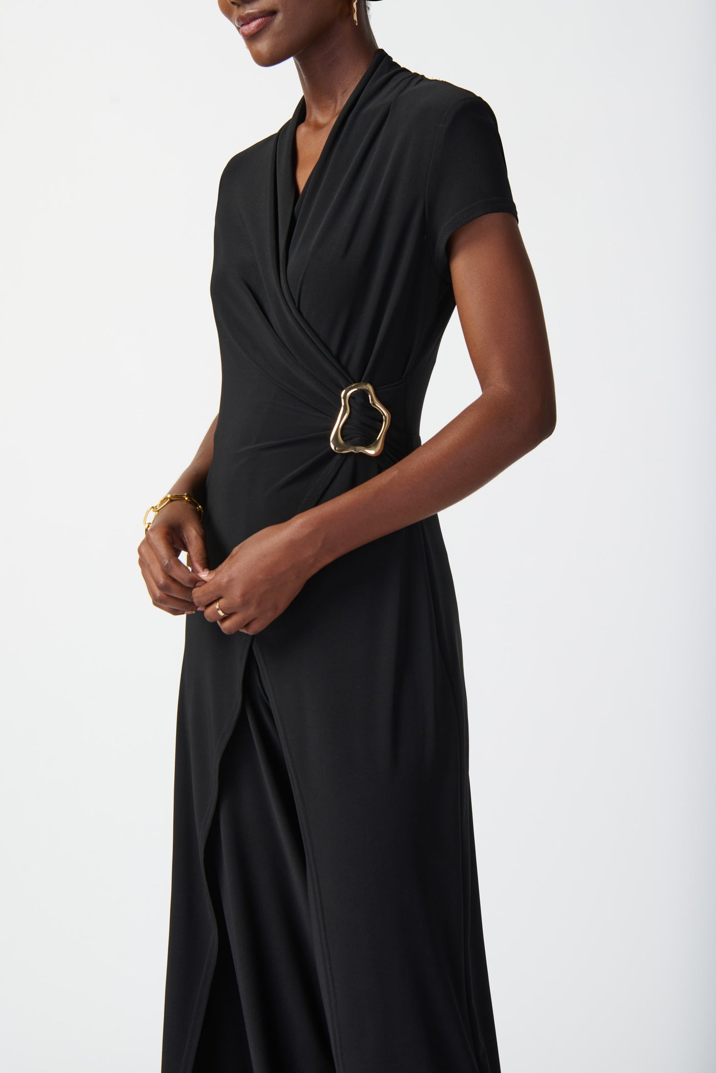 Joseph Ribkoff Wide Leg Jumpsuit With Gold Detail