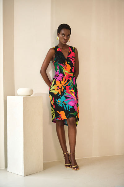 Joseph Ribkoff Tropical Print Wrap Dress