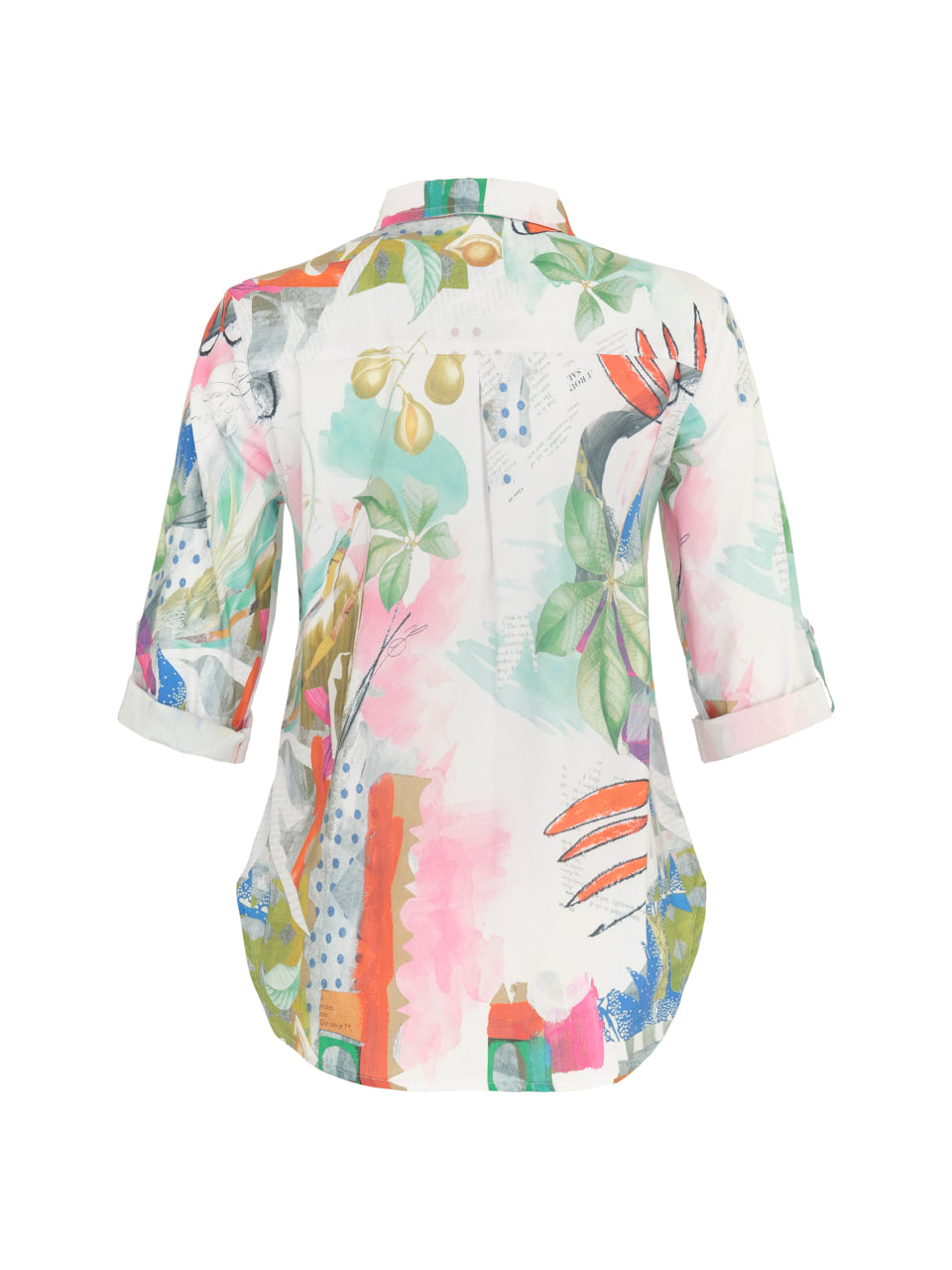 Graphic Print High Low Shirt with Tie Sleeve