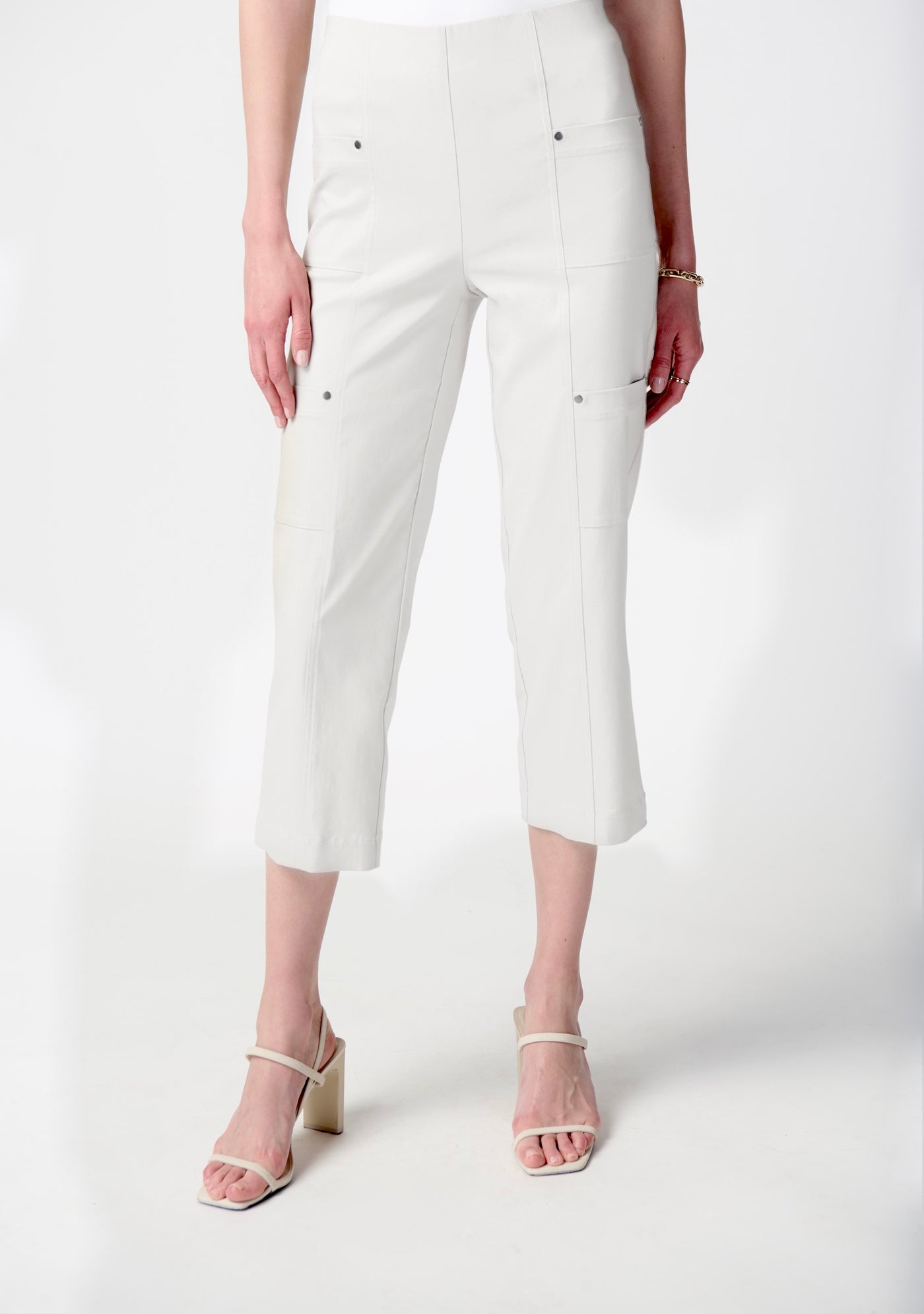 Joseph Ribkoff White Crop Pants with Side Pockets