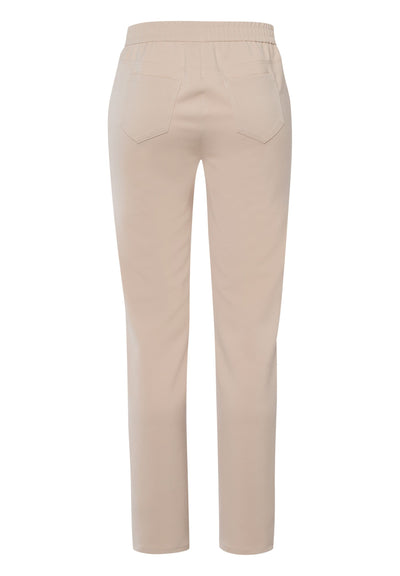 Brenda Sand Trousers with Elasticated Waist and Pockets