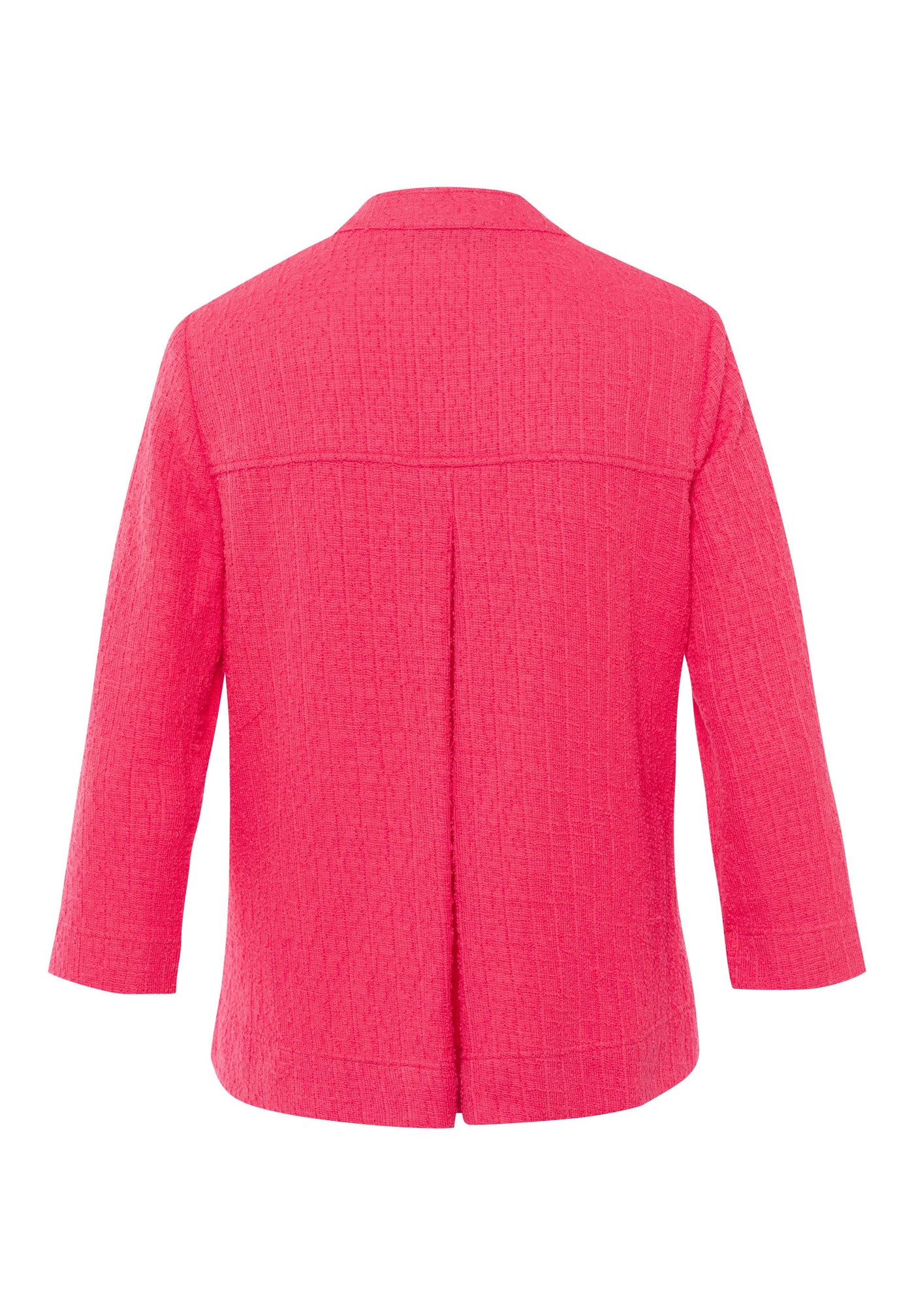 Soft Pink Tweed Style Round Neck Jacket with Buttons