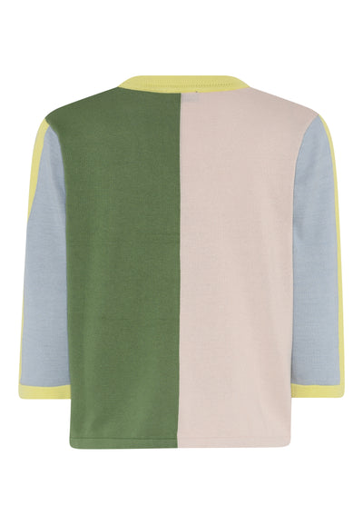 Green & Pale Pink Colour Block Top