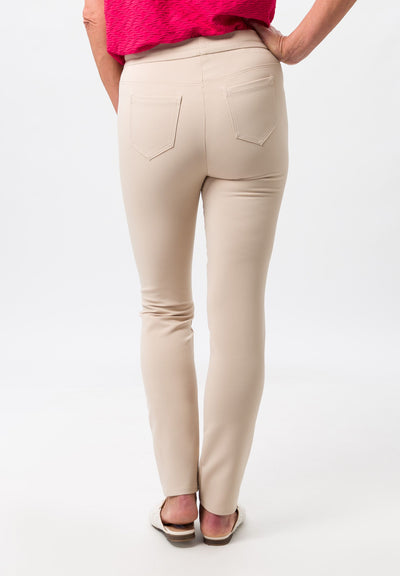 Brenda Sand Trousers with Elasticated Waist and Pockets