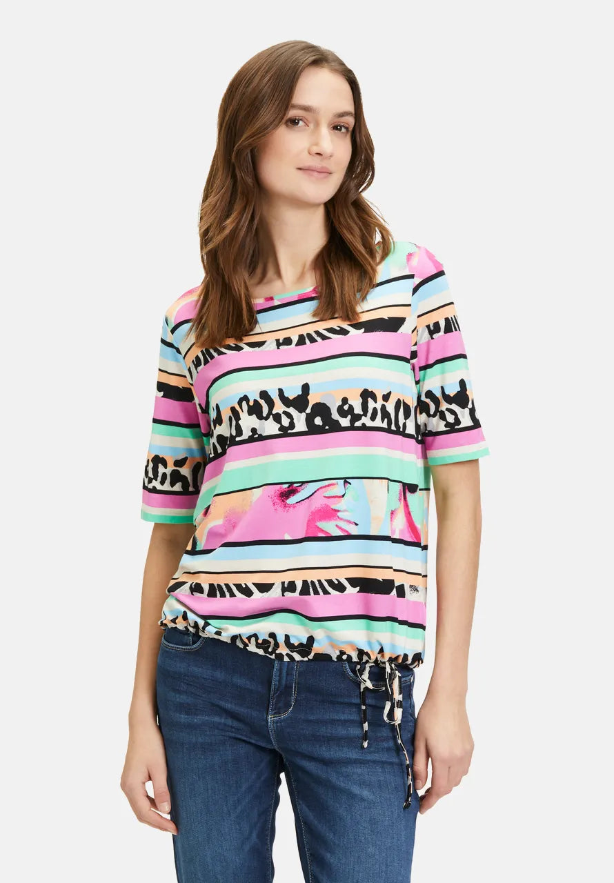 Multicolour & Multiprint Stripe T-shirt