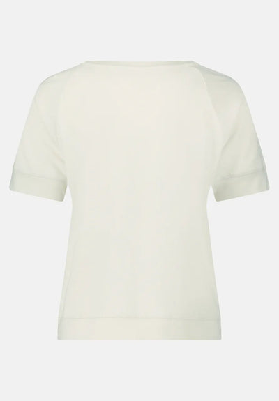 Short Sleeve Beige T-shirt with Front Stitch Detail