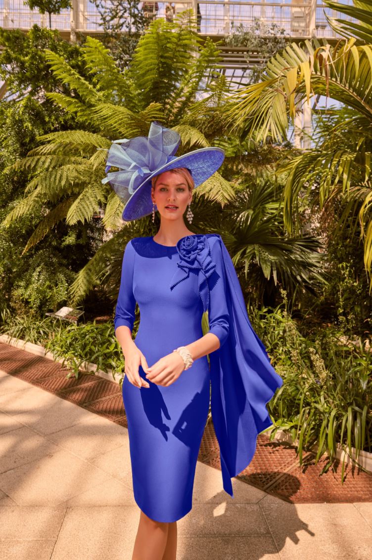Royal Blue Rose Pearl Detail Dress