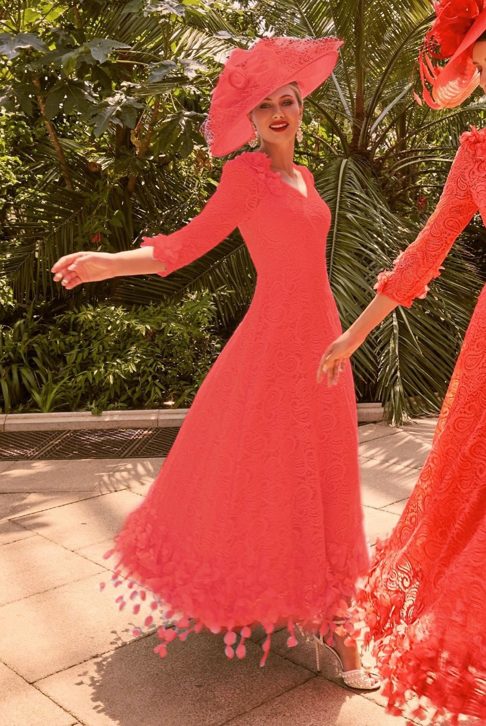 Coral v neck dress discount