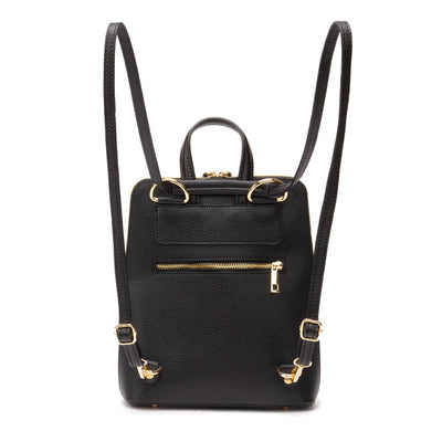Black Genuine Leather Bag With Tassle & Gold Zip Detailing