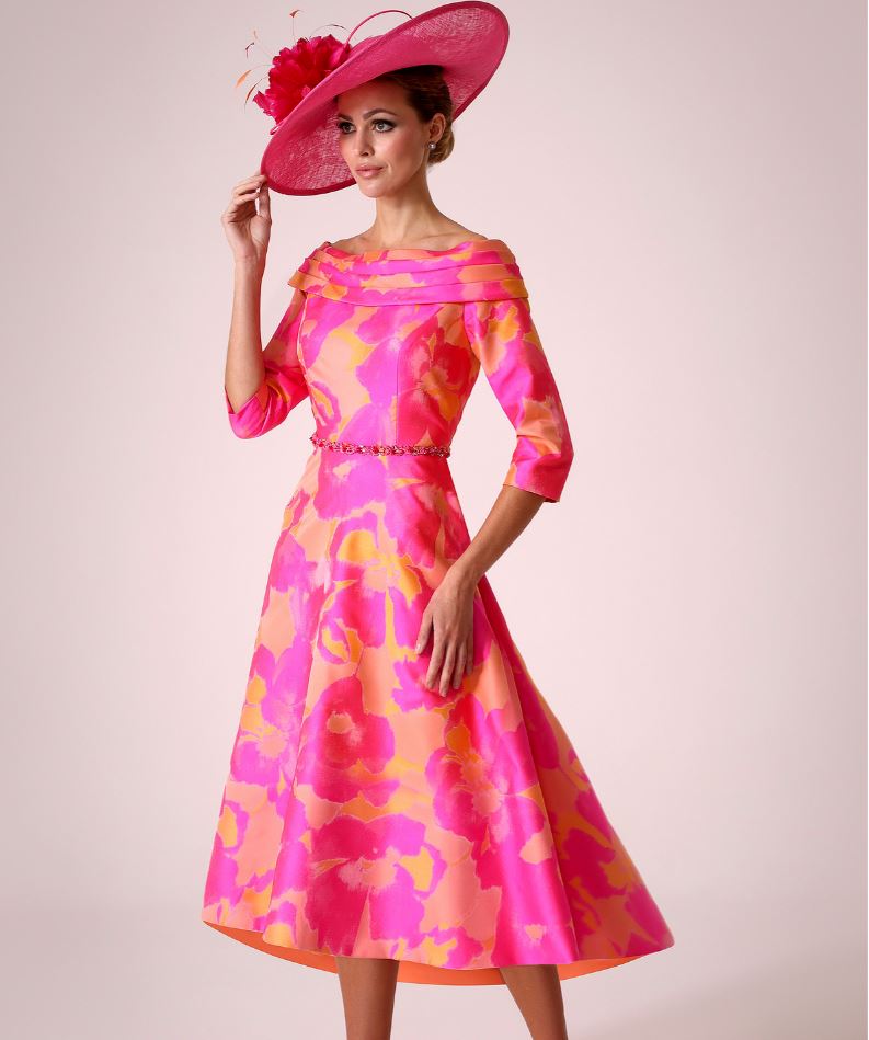 Pink and Orange Dress with Sequin Belt – La Creme Boutique