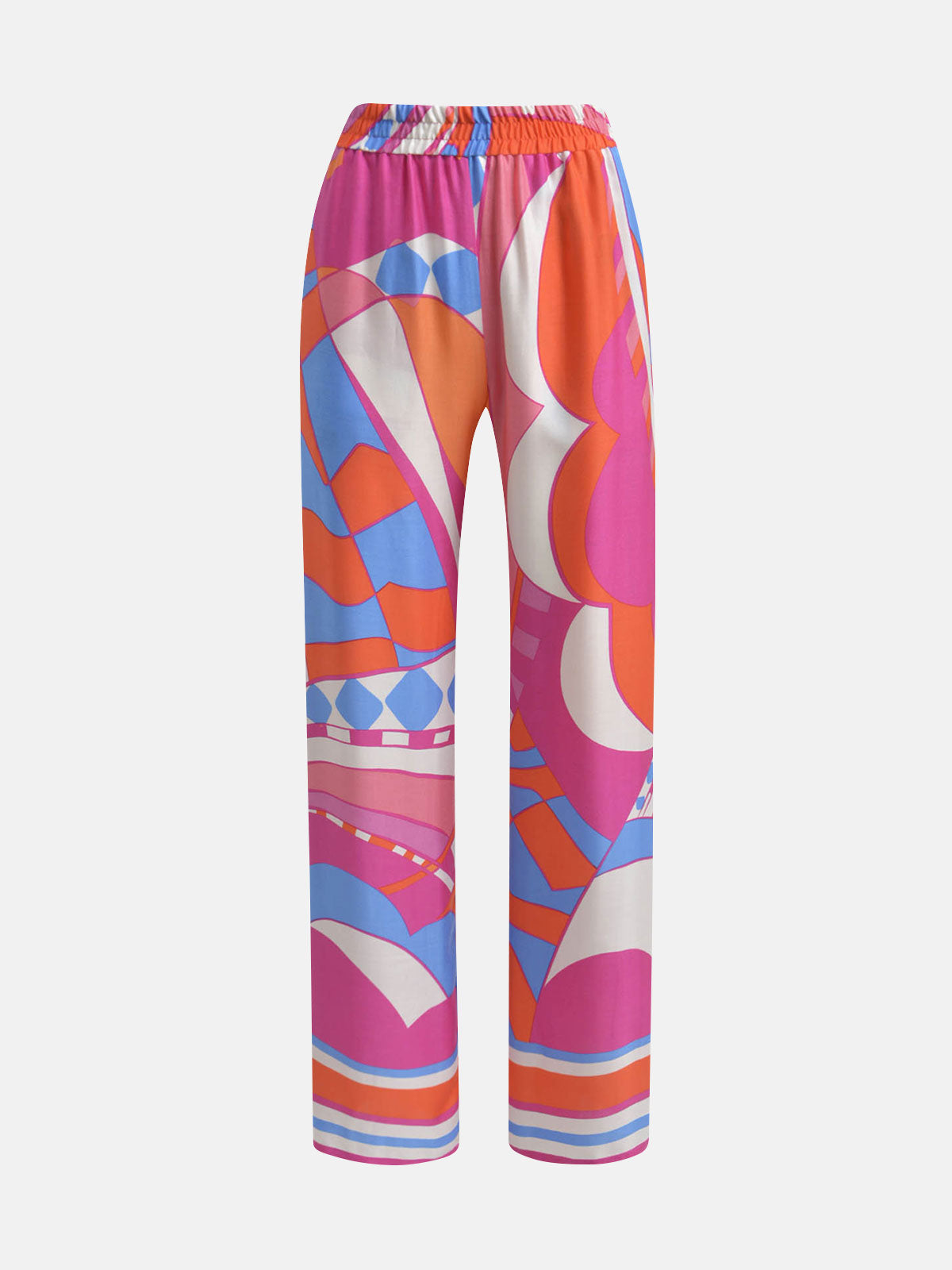 Bright Pink, Blue, and Orange Wide-leg Pants with Elasticated Waist