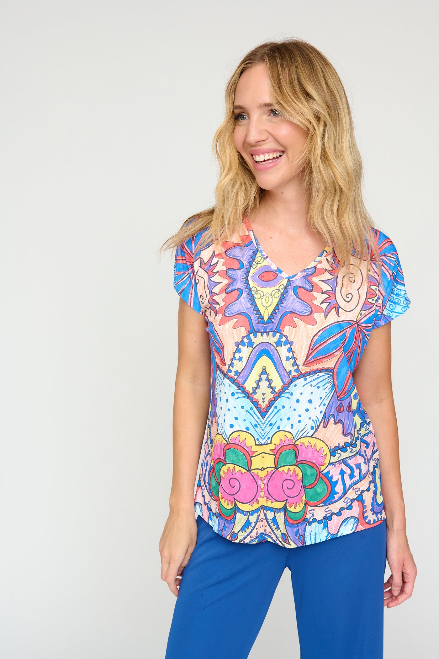 Graciela Multicolour Abstract Print T-Shirt