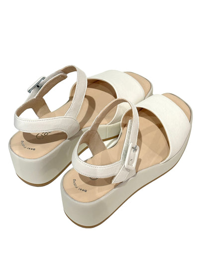 White Sandal with Wedge Heel & Buckle