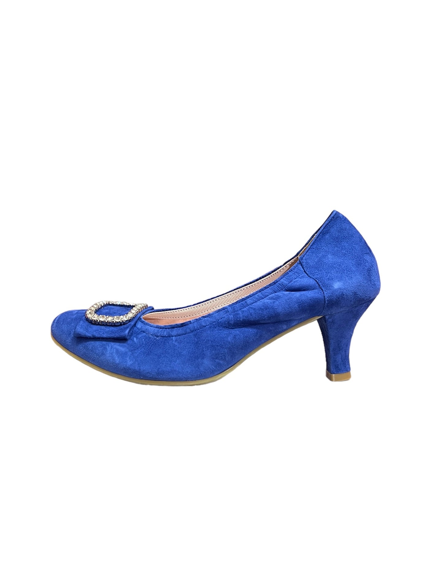 Royal Blue Low Heel Shoe With Buckle on Toe