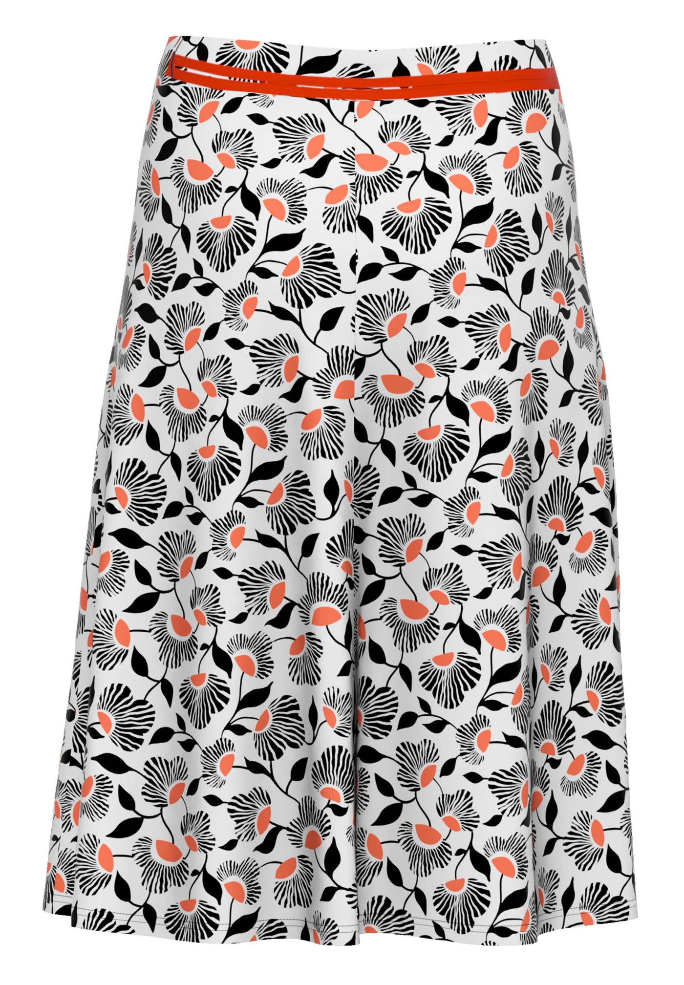 Dandelion Print Skirt with Coral Belt