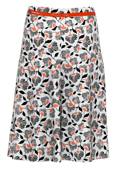 Dandelion Print Skirt with Coral Belt