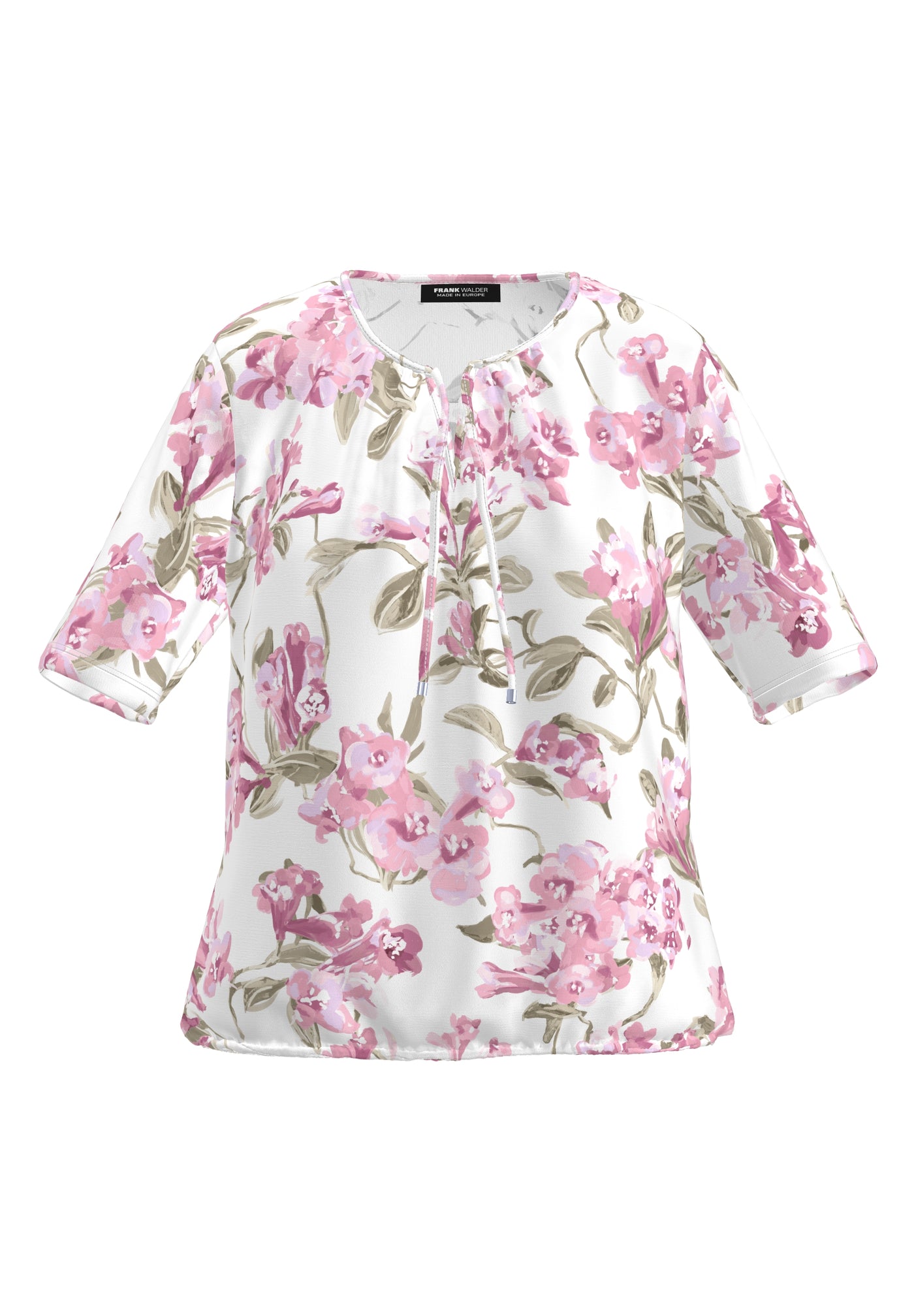 Floral Print Short Sleeve Top With Drawstrings
