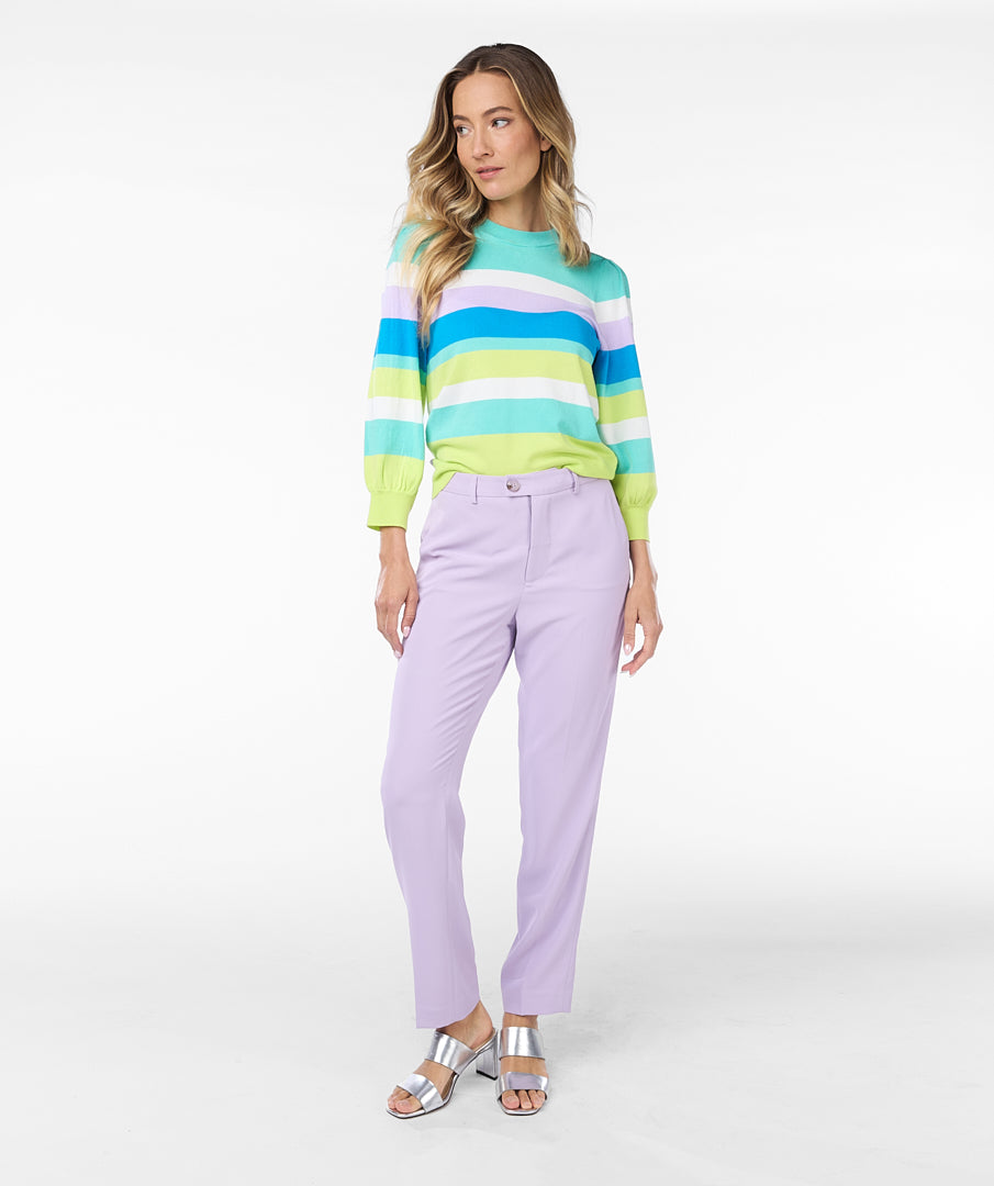 Round Neck Jumper With Multicolour Stripes