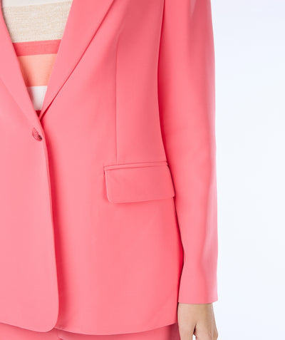 Coral Trouser Suit With Ruched Sleeve Jacket