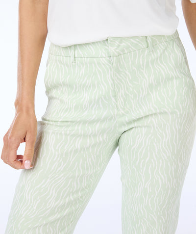 Pale Green & White Zebra Print High Waist Trousers