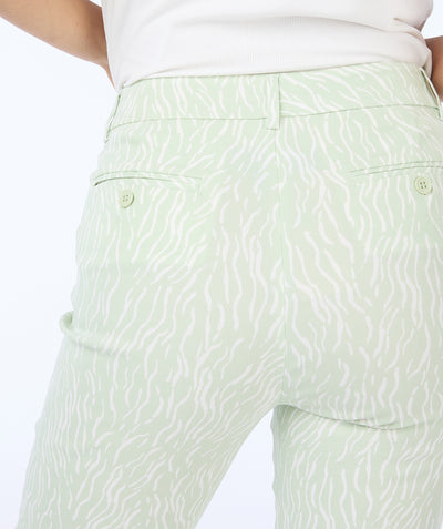 Pale Green & White Zebra Print High Waist Trousers