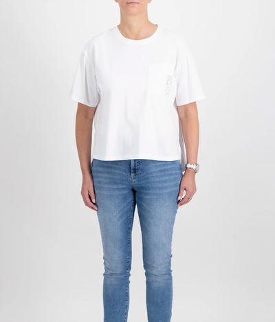 Plain White T-Shirt with Slits At The Side And Pocket