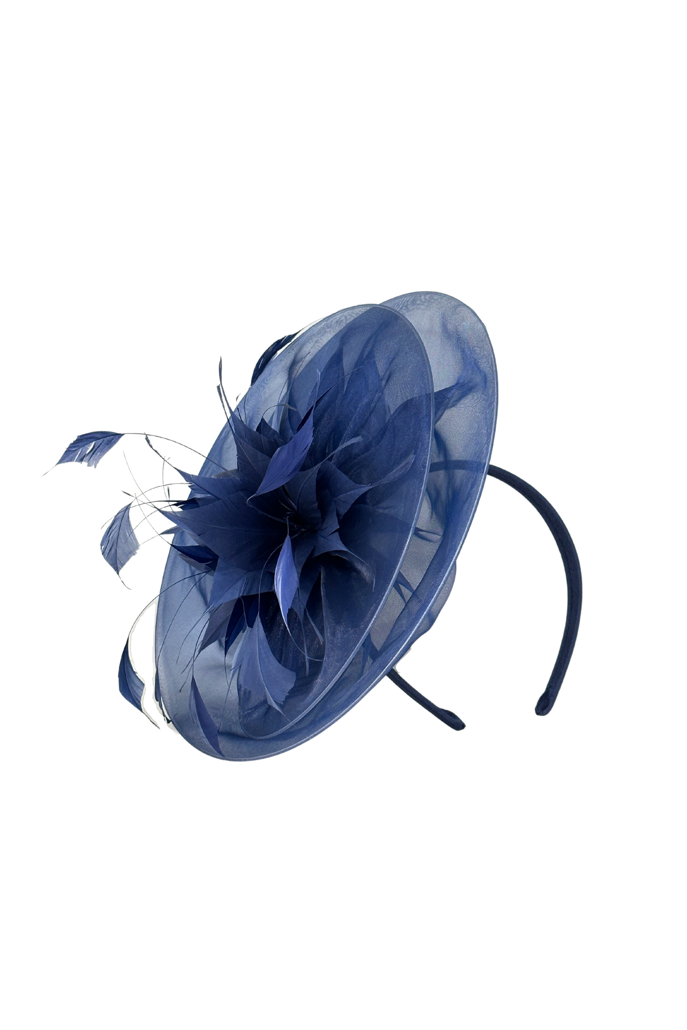 Navy Fascinator Headpiece with Feathers