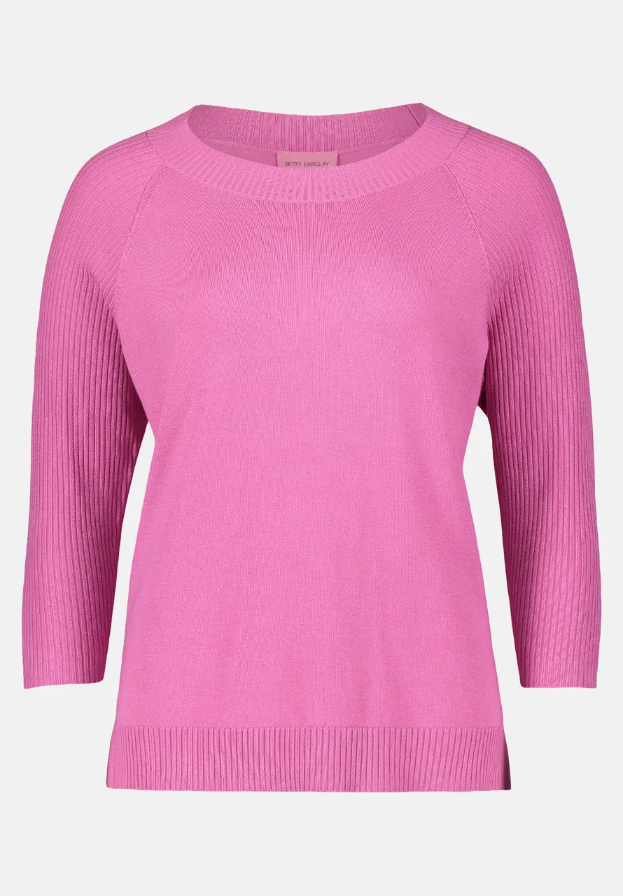 Pink Jumper With Ribbed Sleeves
