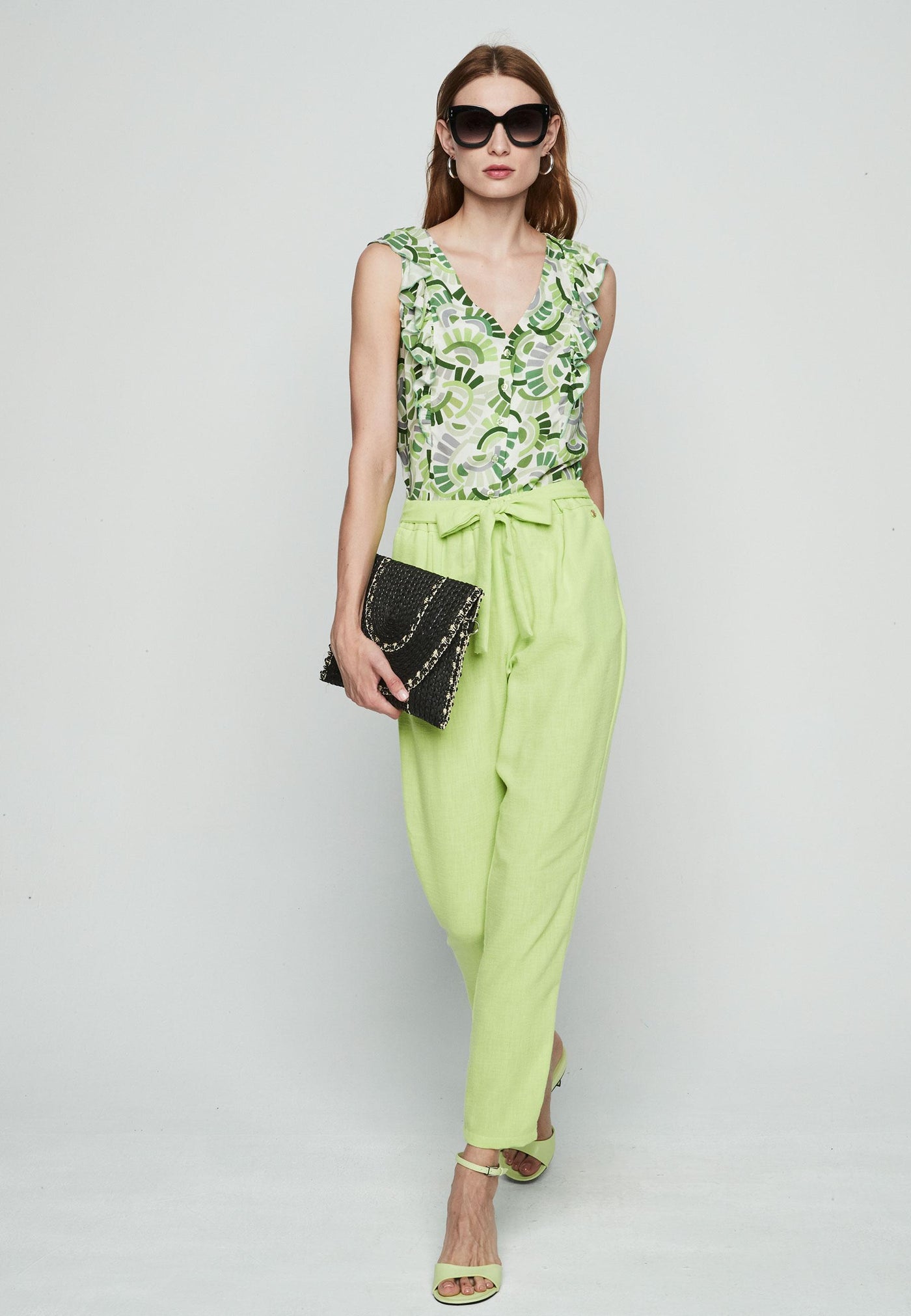 Lime Green Trousers With Belt