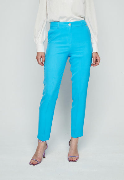Sky Blue Trouser Suit With Gold Button Detail
