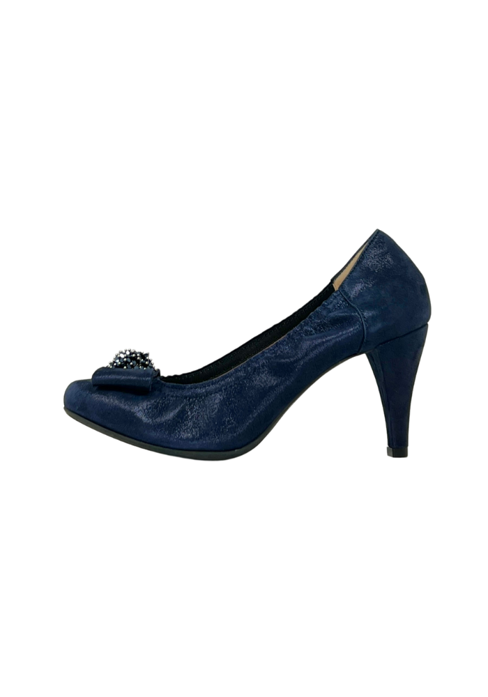 Navy High Heel With Bow On Toe – La Creme Boutique