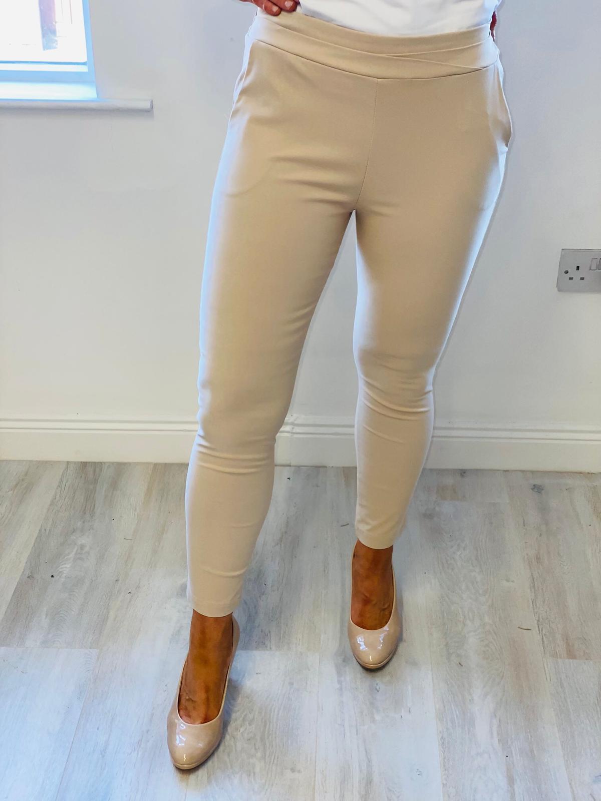 Beige Trousers With Elasticated Waist