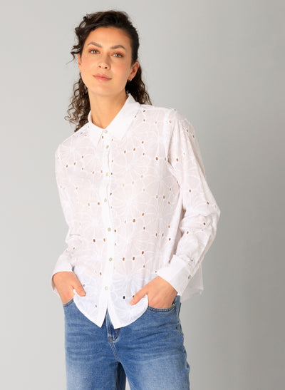 Off-White Textured Floral Print Shirt
