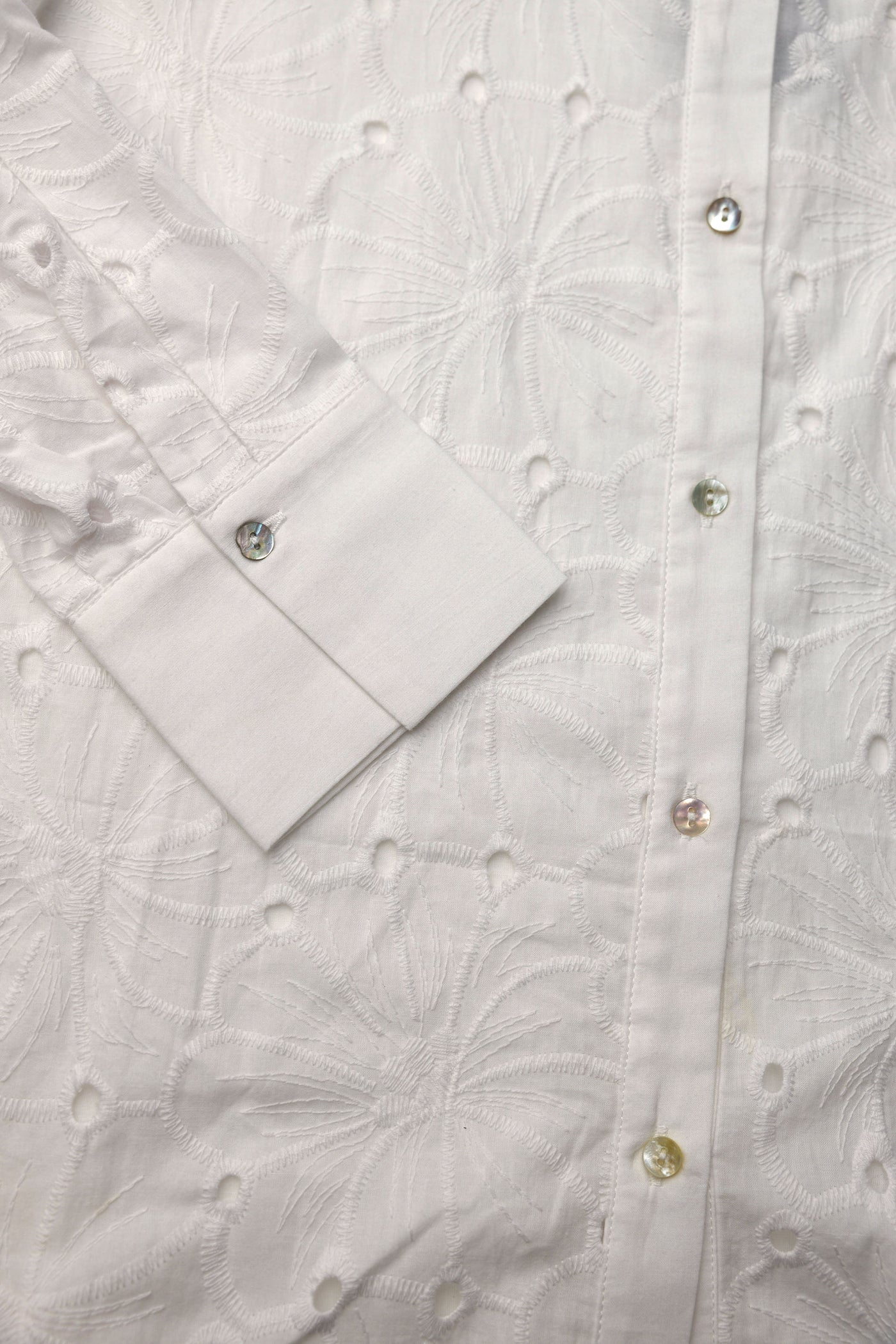 Off-White Textured Floral Print Shirt