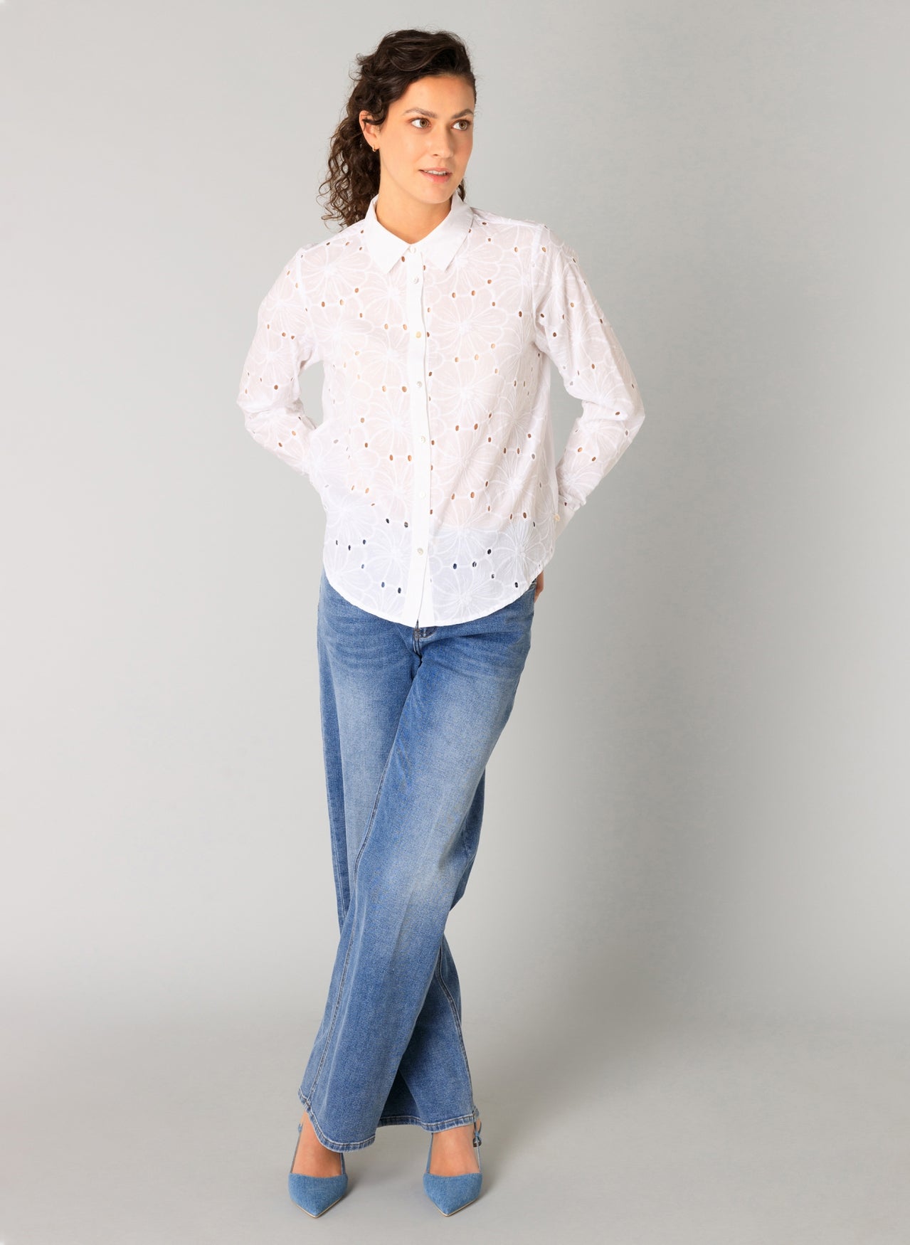 Off-White Textured Floral Print Shirt