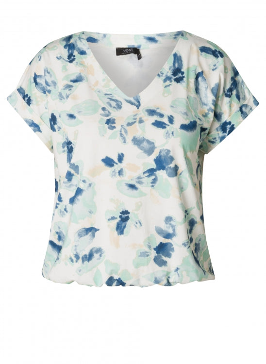 Sage Green and Cream V-Neck T-Shirt