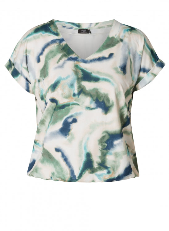 Sage Green and Blue V-Neck T-Shirt