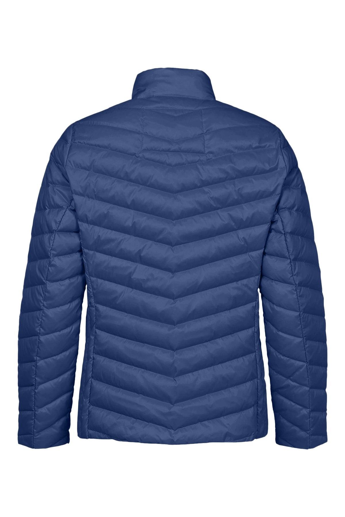 Navy Puffer Jacket with Silver Zip Detail