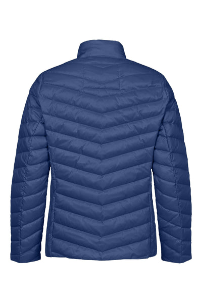 Navy Puffer Jacket with Silver Zip Detail