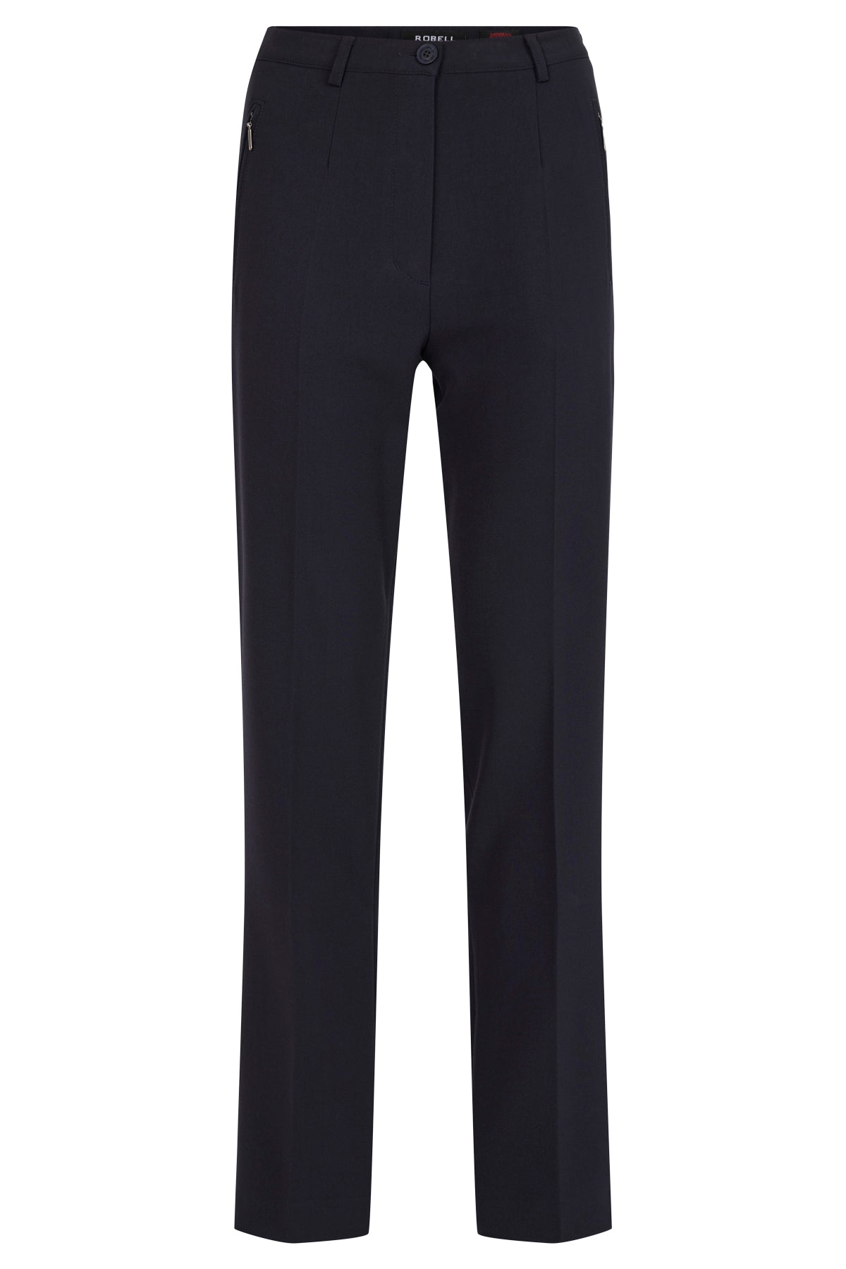 Navy Sahra Straight Leg Trousers with Zip Pockets