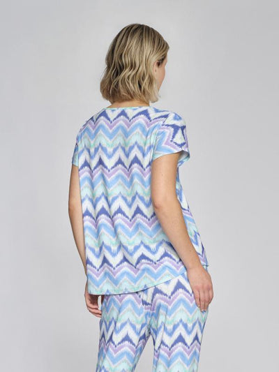 Zig Zag Print V Neck T-Shirt
