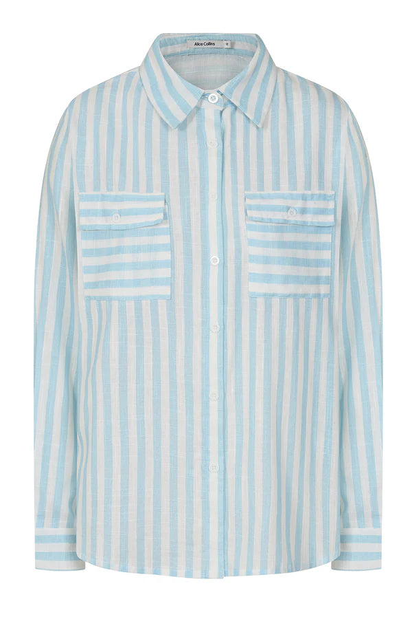Rochelle White/Chalk Blue Striped Shirt